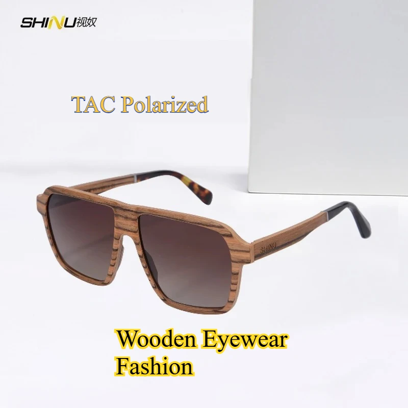 

SHINU брендовые мужские очки с поляризационными линзами, солнцезащитные очки, мужские деревянные роскошные дизайнерские деревянные очки, модные солнцезащитные очки для мужчин