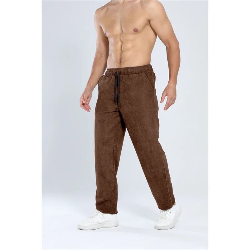 

2025 Spring Autumn new style Men Vintage vertical striped Casual Corduroy Pants Men Solid Color loose breathable straight pants