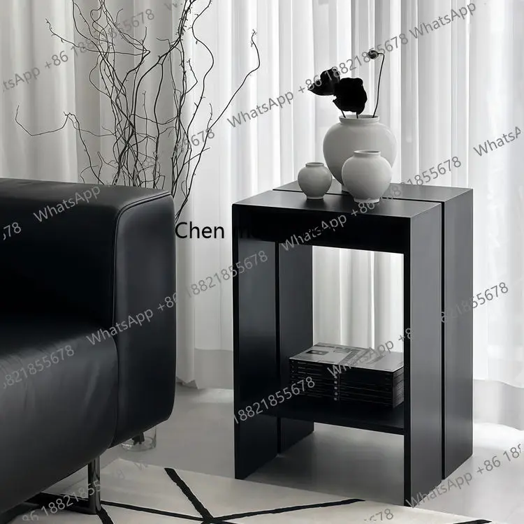 

Black solid wood edge few light luxury sofa side cabinets corner few minimalist creative simple bedroom side cabinets