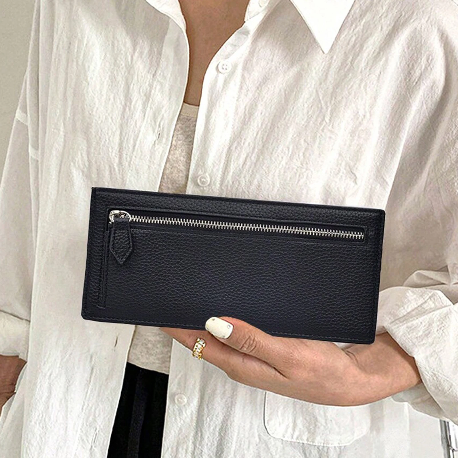 Women's Business Zipper Coin Pocket Wear-resistant Easy Portability Stylish Wallet for Home Office Travel Business