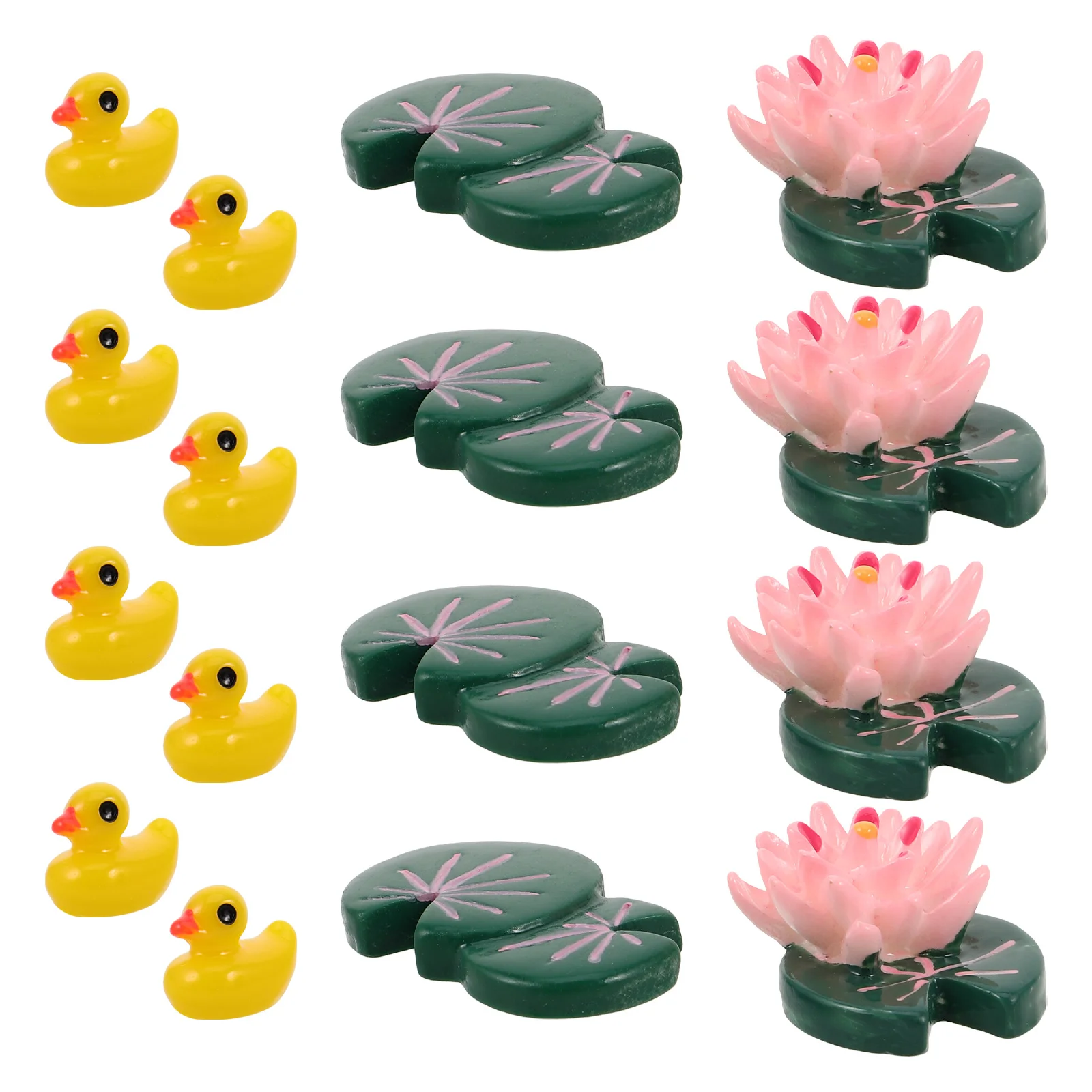 

16 pcs Micro Landscape Resin Miniatures Lotus Figurines For Garden Decor Tiny Models Ornament Succulent Plants