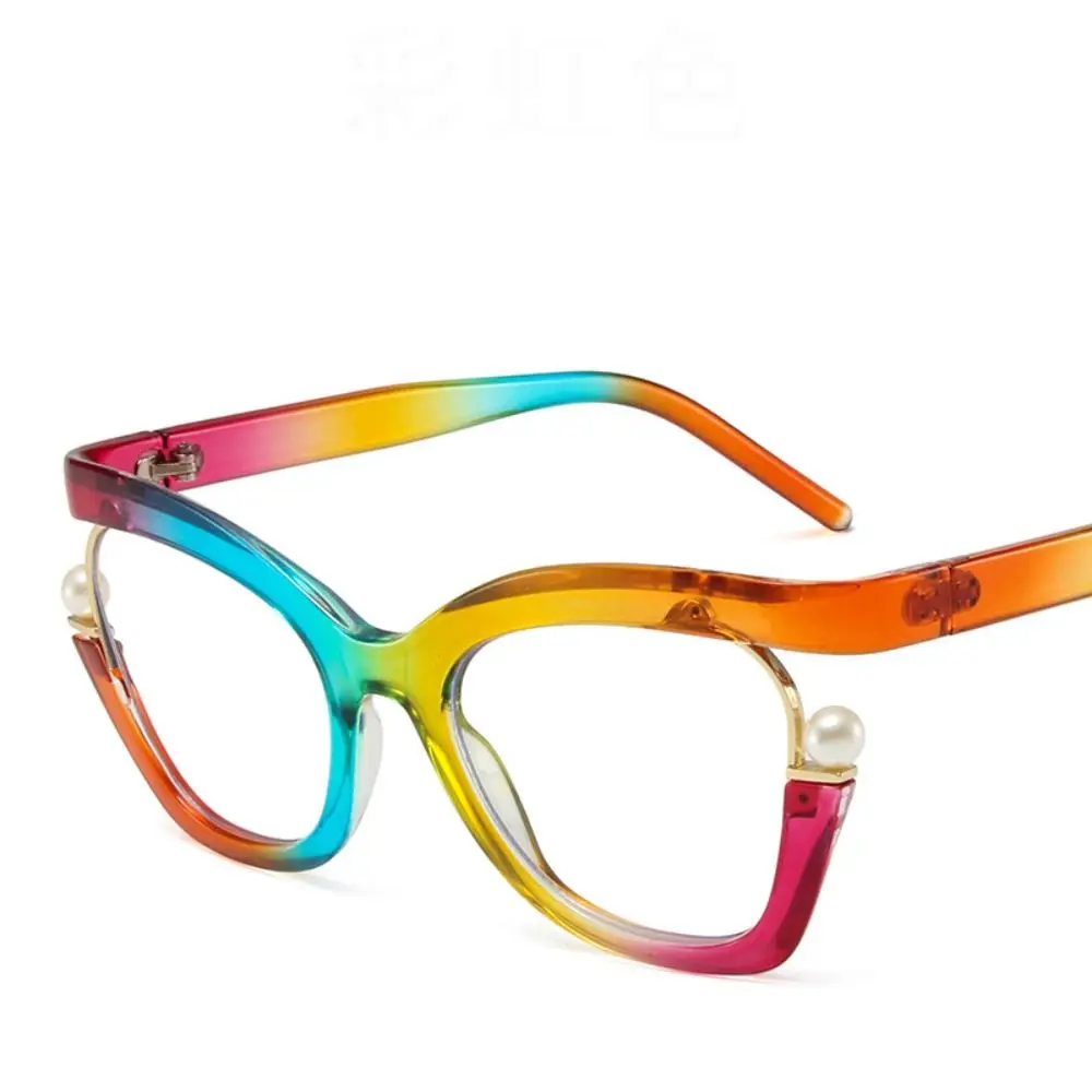 Cat Eye Rainbow Women Sunglasses Gradient Candy Color Luxury Cat Eye Optical Glasses Frame Pearl Vintage Summer Glasses Selfie