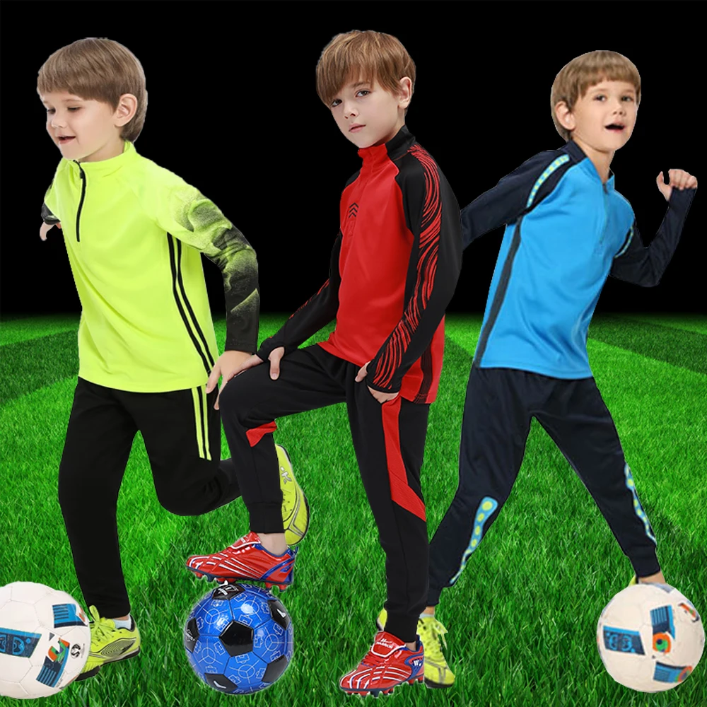 

Студенческий футбольный спортивный костюм, детские футбольные комплекты на молнии, детские футбольные куртки, одежда для выступлений для мальчиков, футбольная тренировочная форма