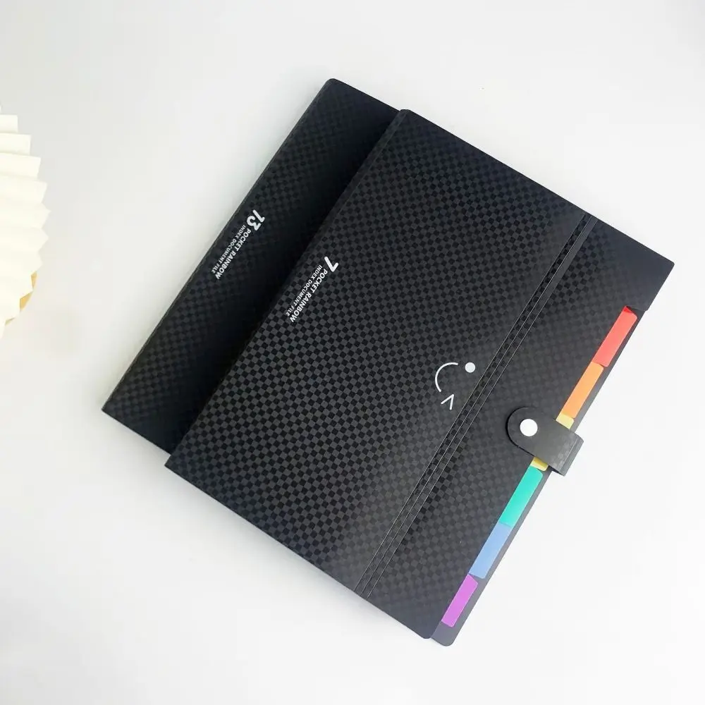 Multi-layer A4 File Folder Large Capacity 7/13 Grid Exam Paper Organizer with Snap Closure Waterproof Document Organizer