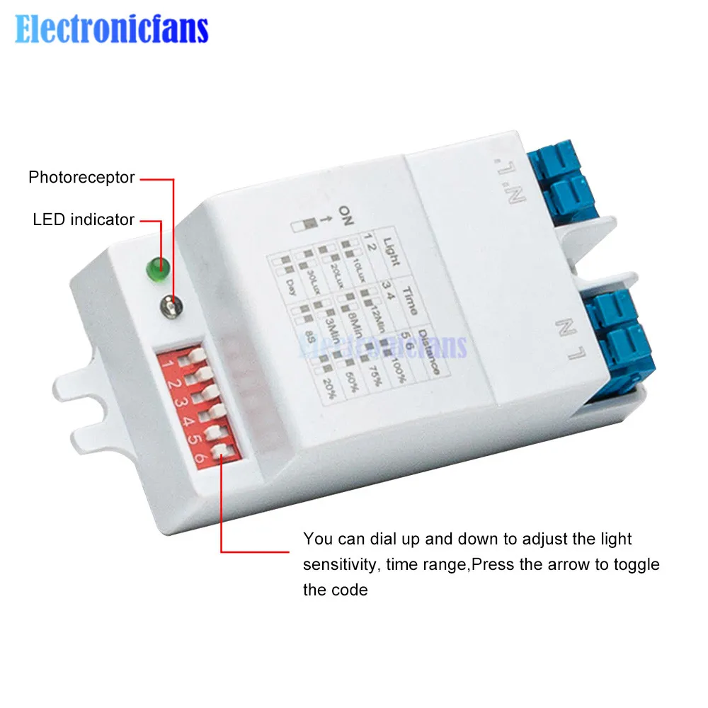 AC220-240V 5.8GHz Microwave Radar Sensor Switch Multi-Adjustment Body Motion Detector High Sensitivity LED Light Sensor Switch