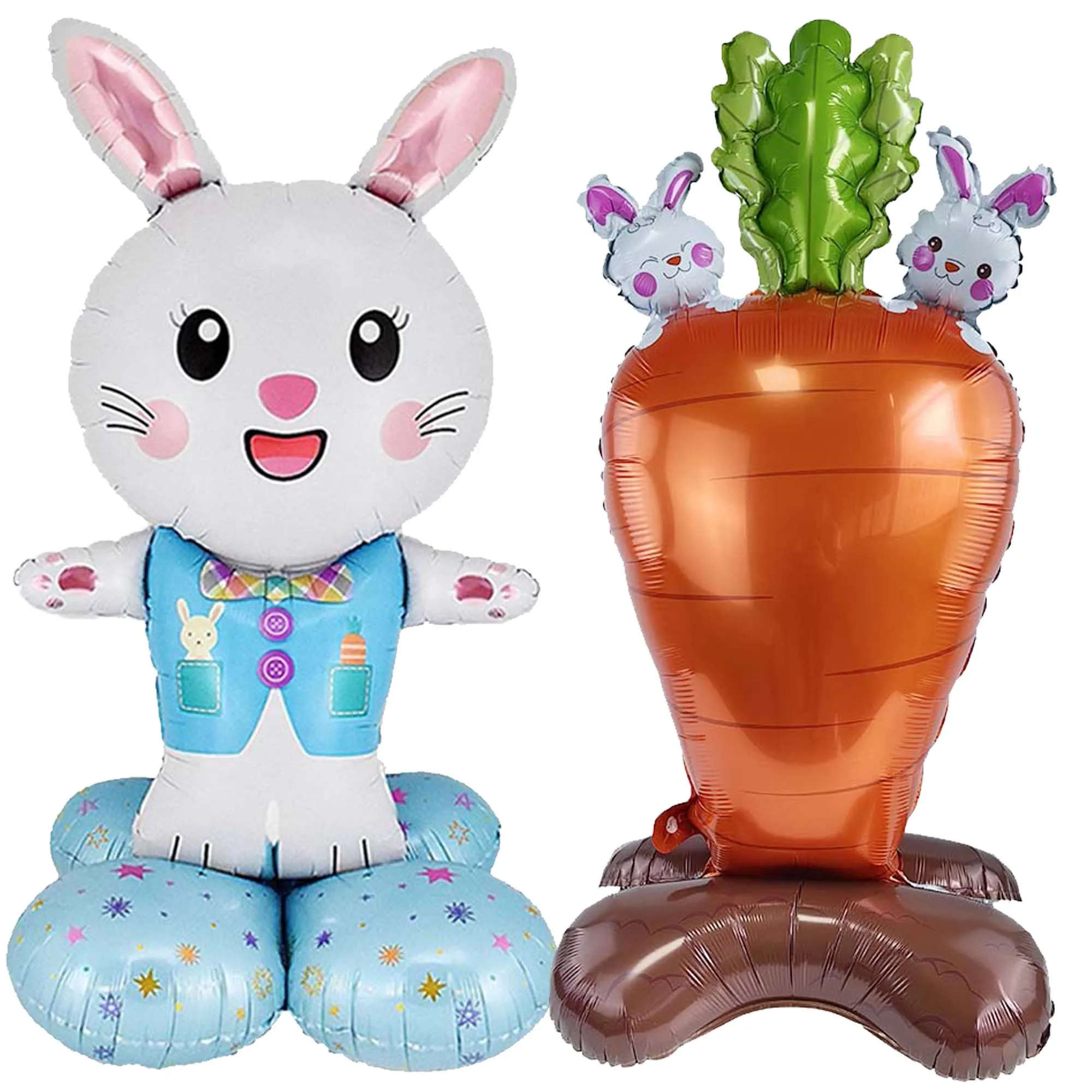 Self Stand Bunny Easter Balloon Decoration Self Stand Cartoon Carrot Mylar Ballon For Baby Shower Easter Party Supplies