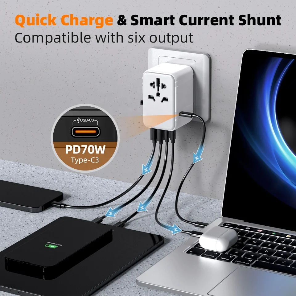Universal Worldwide Wall Socket Power Adaptor Usb Mobile Phone Laptop Travel Charger Adapter