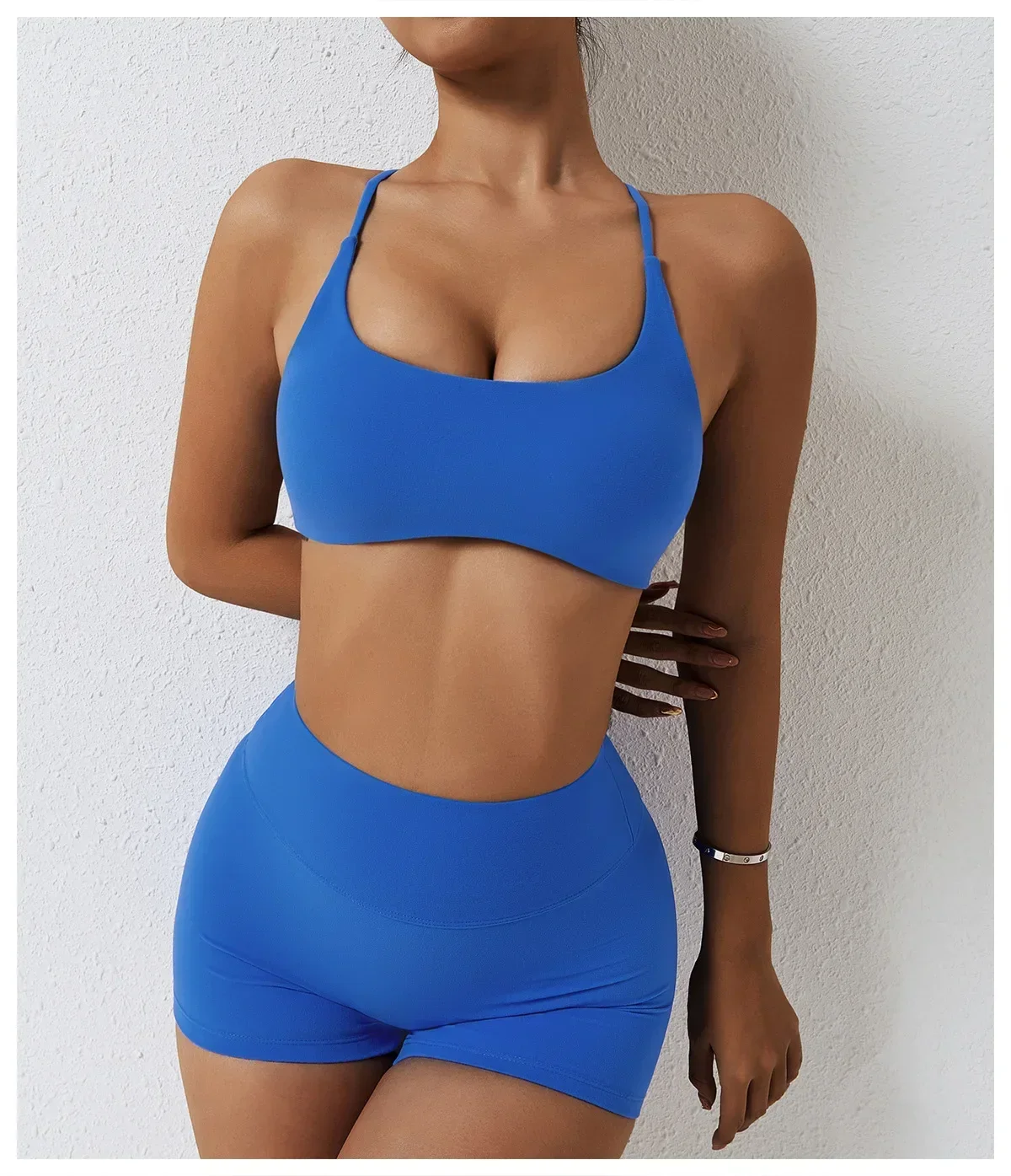 

Спортивный бюстгальтер с открытой спиной, женский ударопрочный бюстгальтер с начесом, корсет крест-накрест, топ для фитнеса, эластичный жилет со швами, спортивная одежда с подушечками для бюстгальтера