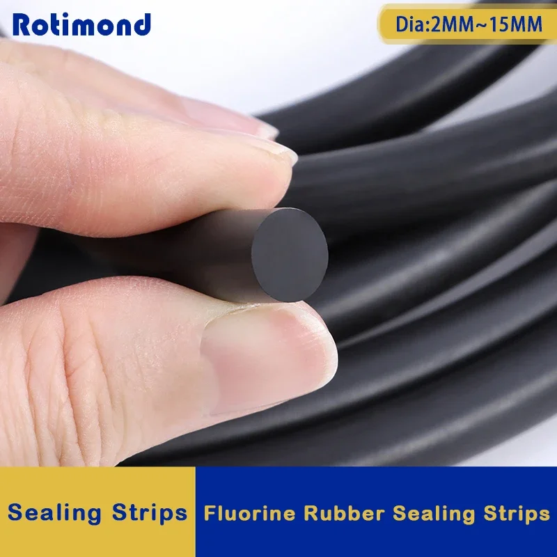 

1/5m Fluorine Rubber Strip Diameter 2,3,4,5,6,7,8,10,12,15 mm Black Solid Not Foaming High Temperature O-Ring Bar Seal