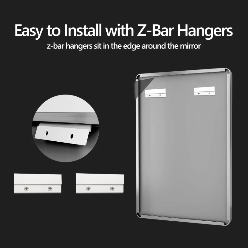 40x36 インチ ブラッシュニッケル アルミニウム フレーム バスルーム ミラー