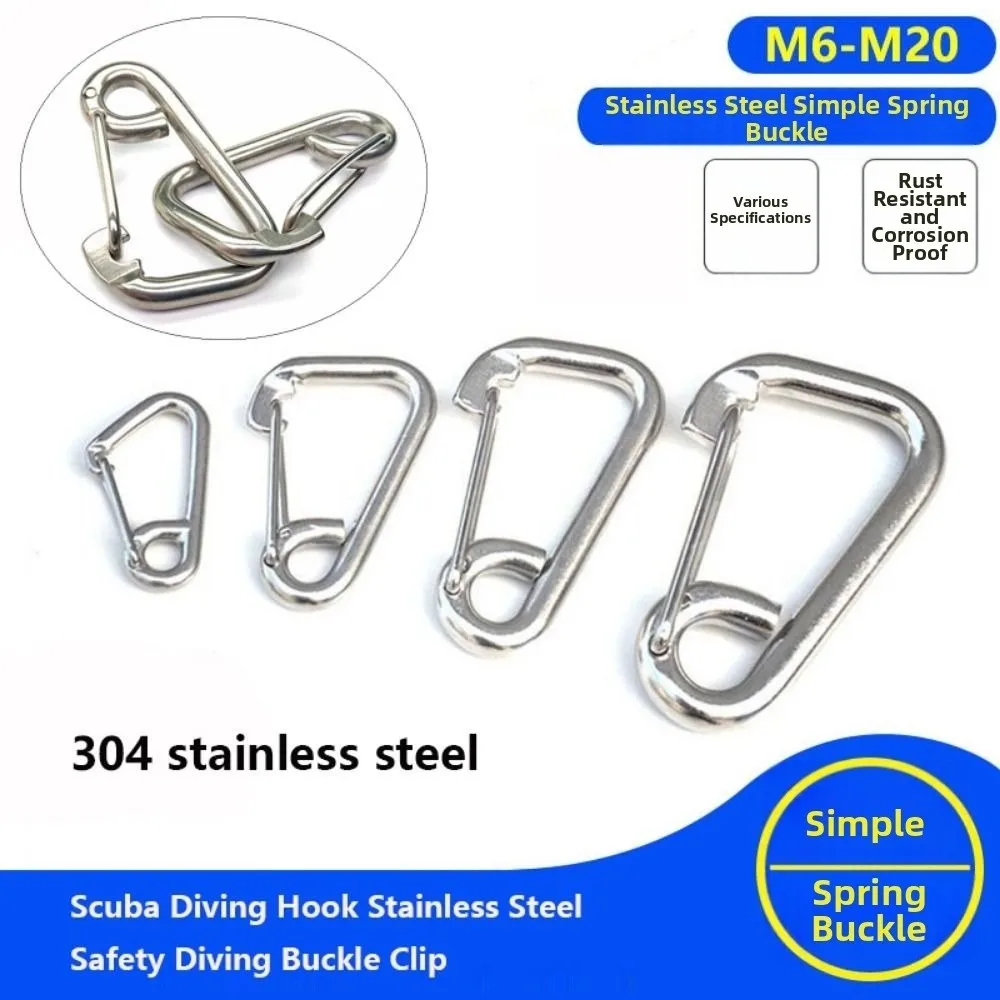 Stainless Steel Scuba Diving Hook Silver Multistyles Safety Diving Buckle Clip Camping Carabiner Simple Hook