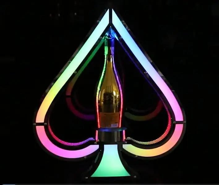 Exhibidor de Botellas LED con 7 Colores Ajustables, Diseño As de Espadas, Soporte para Botellas Ace of Spade, Presentador de Botellas VIP