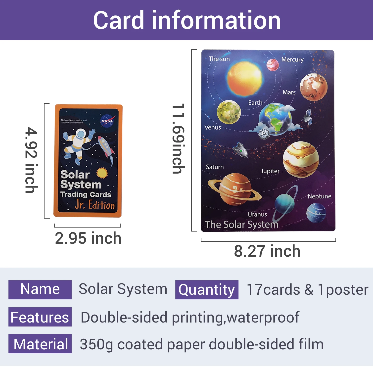 Space Solar System Star English Learning Word Card Montessori Early Educational Toys Children Game Pocket Card Kids Flash Cards