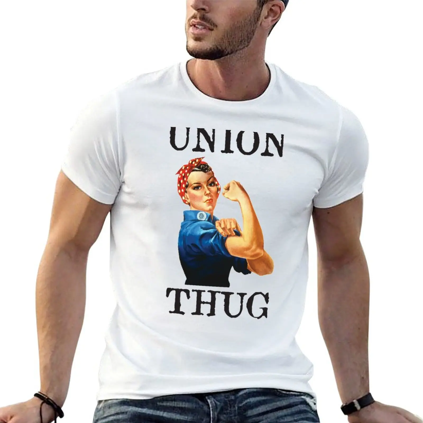 Pro Union Strong - Union Proud Rosie the Riveter T-Shirt Casual Daily Wear Short Sleeve Top