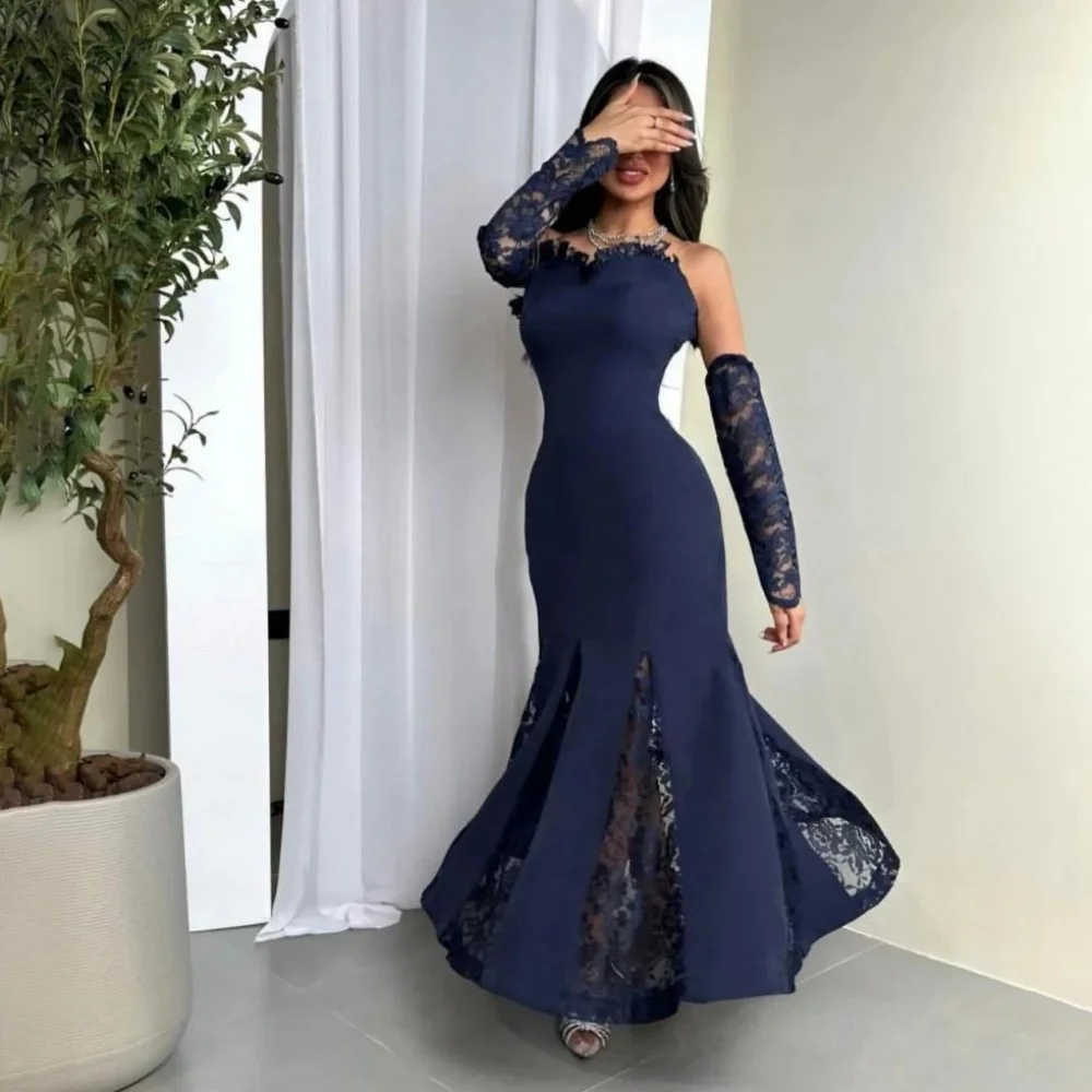 

Customized Exquisite Zipper Women Prom Dress Sexy Sleeveless Charming Mermaid Party Dress Women Lace Applique Evening Gown