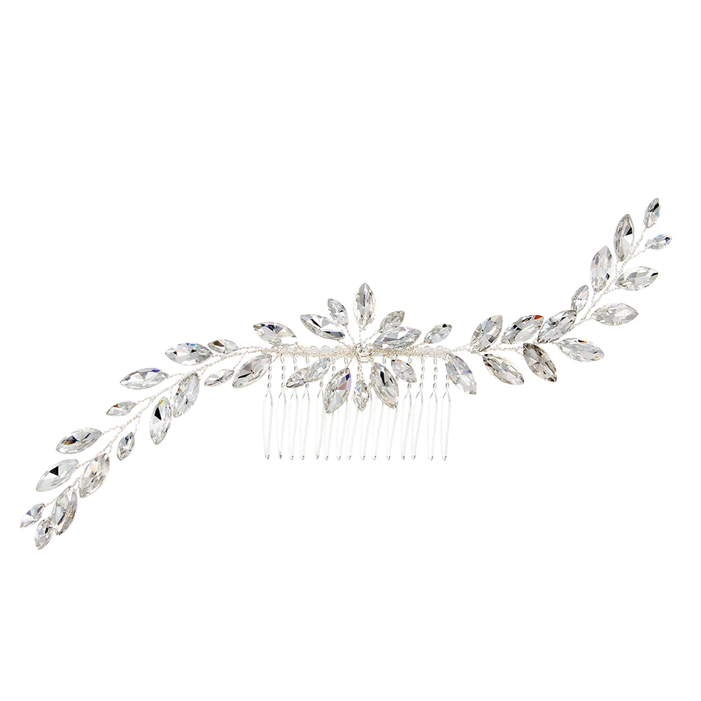 

Crystal Hair Comb Bridal Headdress Wedding Headpiece Women Jewelry Beautiful Color Elegant Design For Bride Bridesmaid Party