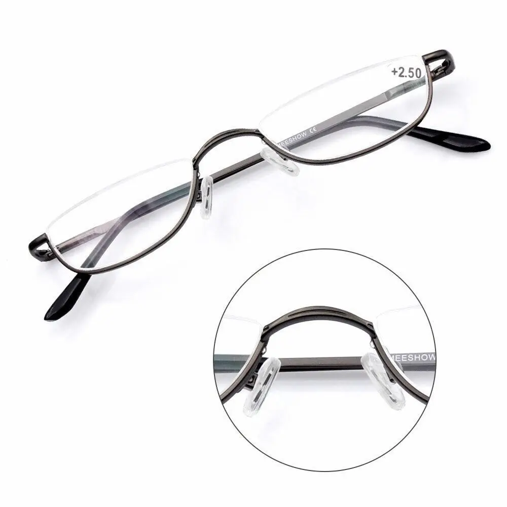 Semilune Metal Spring Hinge Reading Glasses Half Frame Ultra Light Resin Eyeglasses Vision Care +1.00~+4.0 Diopter