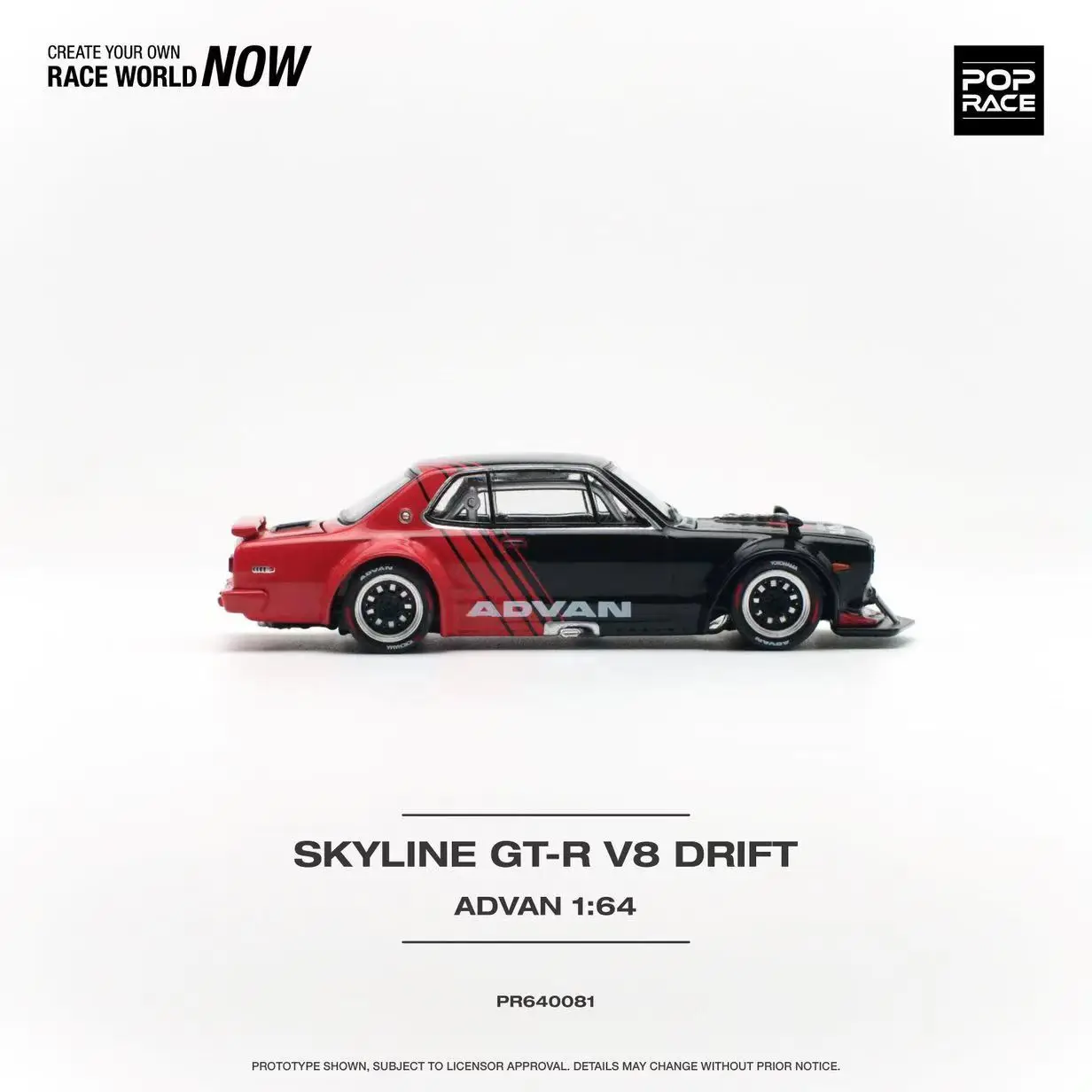 PreSale POP Race 1:64 Skyline GTR KPGC10 Hakosuka V8 Drift ADVAN Diecast Diorama Model Collection Miniature Carros Toys