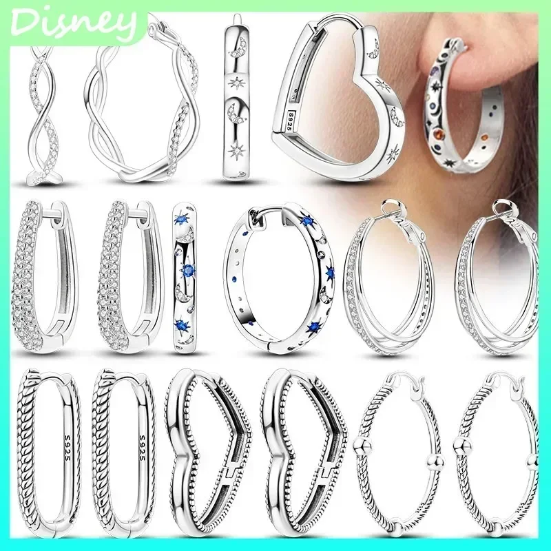 

2025 925 Sterling Silver Original Hoop Earrings: Circular/Heart/Square Luxury Hoop Earrings for Women & Girls