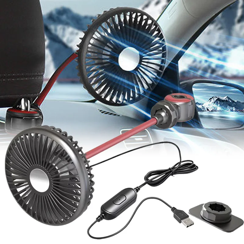 

Автомобильный USB-вентилятор с турбовентиляцией на заднем сиденье 360° ° Вращающийся 3-ступенчатый вентилятор с сильным воздушным потоком для внедорожников, аксессуары для быстрого охлаждения
