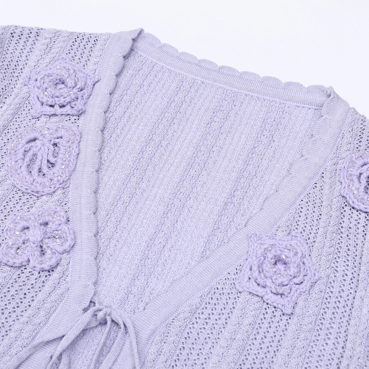 25161 High-quality Spring And Autumn New Fashionable Knitted Three-dimensional Flower Top Cardigan+suspender Dress Women Set