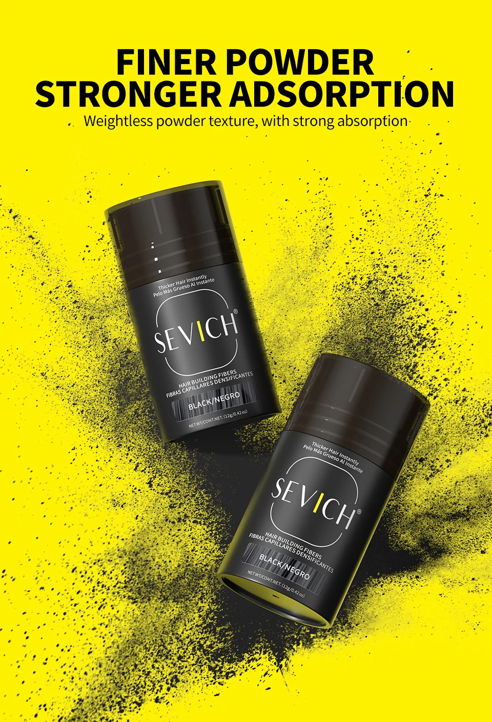 Sevich Haarverdichtungs-Faser-Set 12g Sofort-Haarwuchs-Verdickungspulver Dichtes Haarspray-Applikator Unisex Haarausfall-Produkte – Detail 5