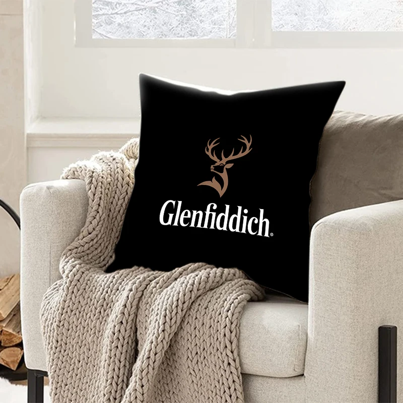 Pillowcase Throw Pillow Cushion Covers Home Living Room Sofa Couch Seat The Glenfiddich Whiskey brand logo Pillow cover Decor