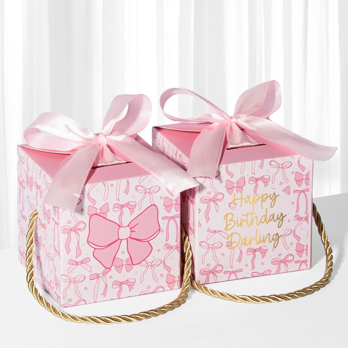 12/24/36 Stück rosa Schleifen-Geschenkboxen, farbig bedruckte Geschenkverpackungen, Geburtstagsparty-Geschenkboxen, festliche Papierboxen
