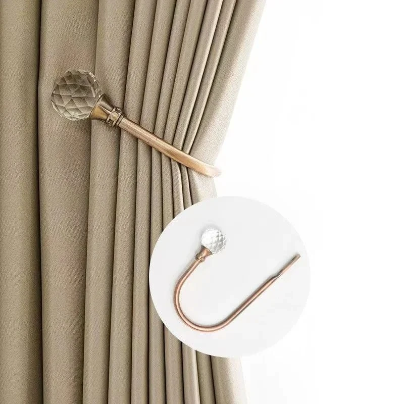 Crystal Ball U-shaped Wall Curtain Hook Modern Curtain Buckles Holdbacks Decoration Curtain Hangers Hardware For Living Room