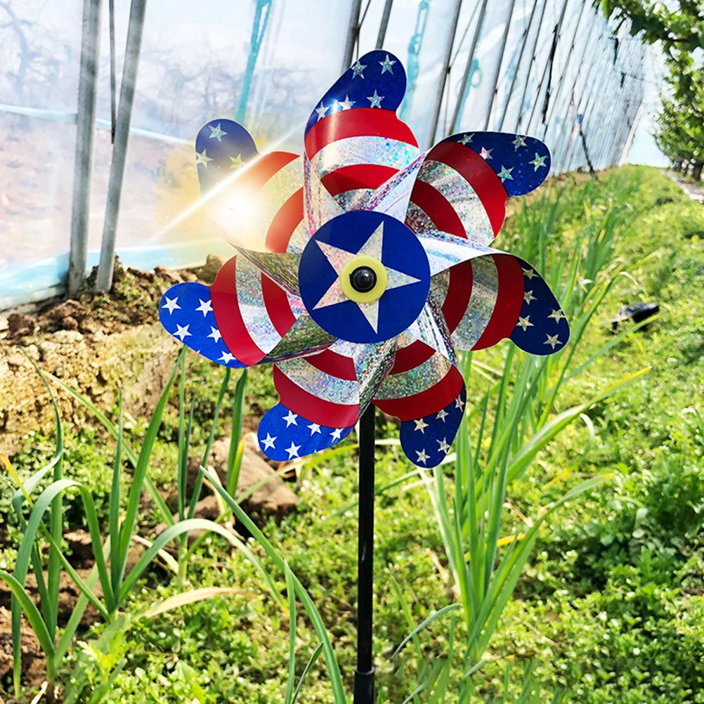 

4 Pcs Reflective Windmill Light Weight Bird Repellent Windmill Repellent PinWheels Outdoor Garden Supply Strong