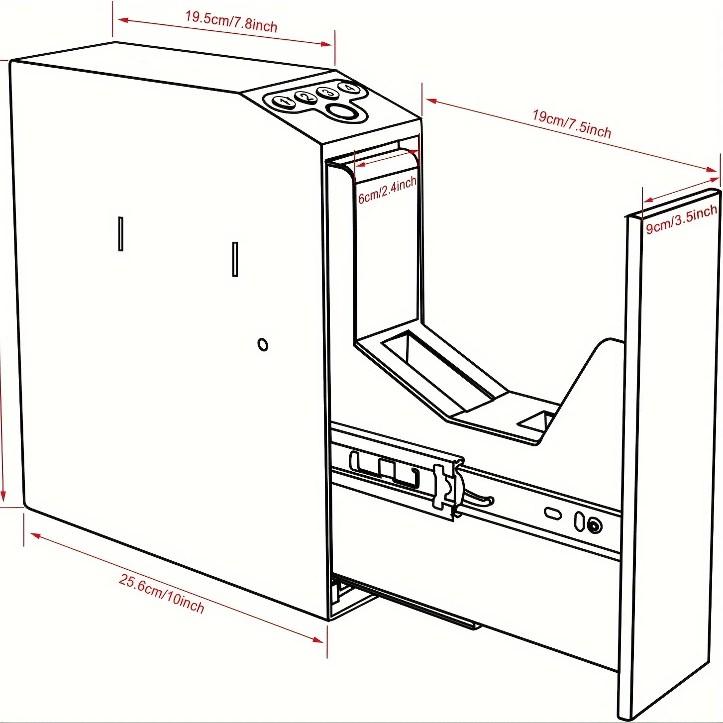 1 buah pistol tangan Slider biometrik aman untuk meja, meja, sisi tempat tidur, Truck-pistol tangan sidik jari geser otomatis aman untuk Pis