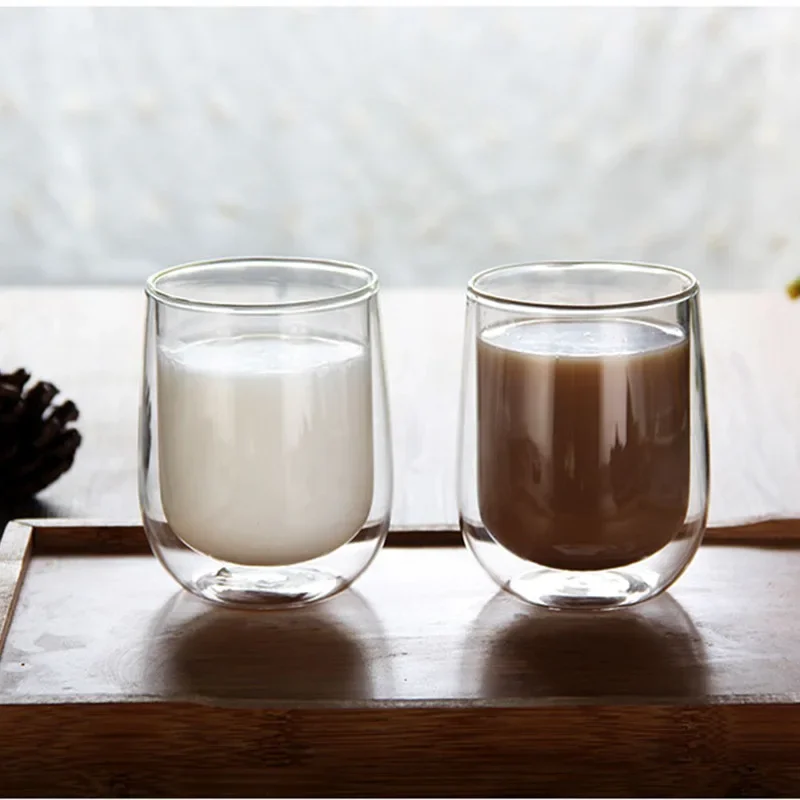 New Style Creative Insulated Double Wall Glass Mugs Thermal Glass Cup Glasses with Double Bottom Breakfast Coffee Milk Drinkware