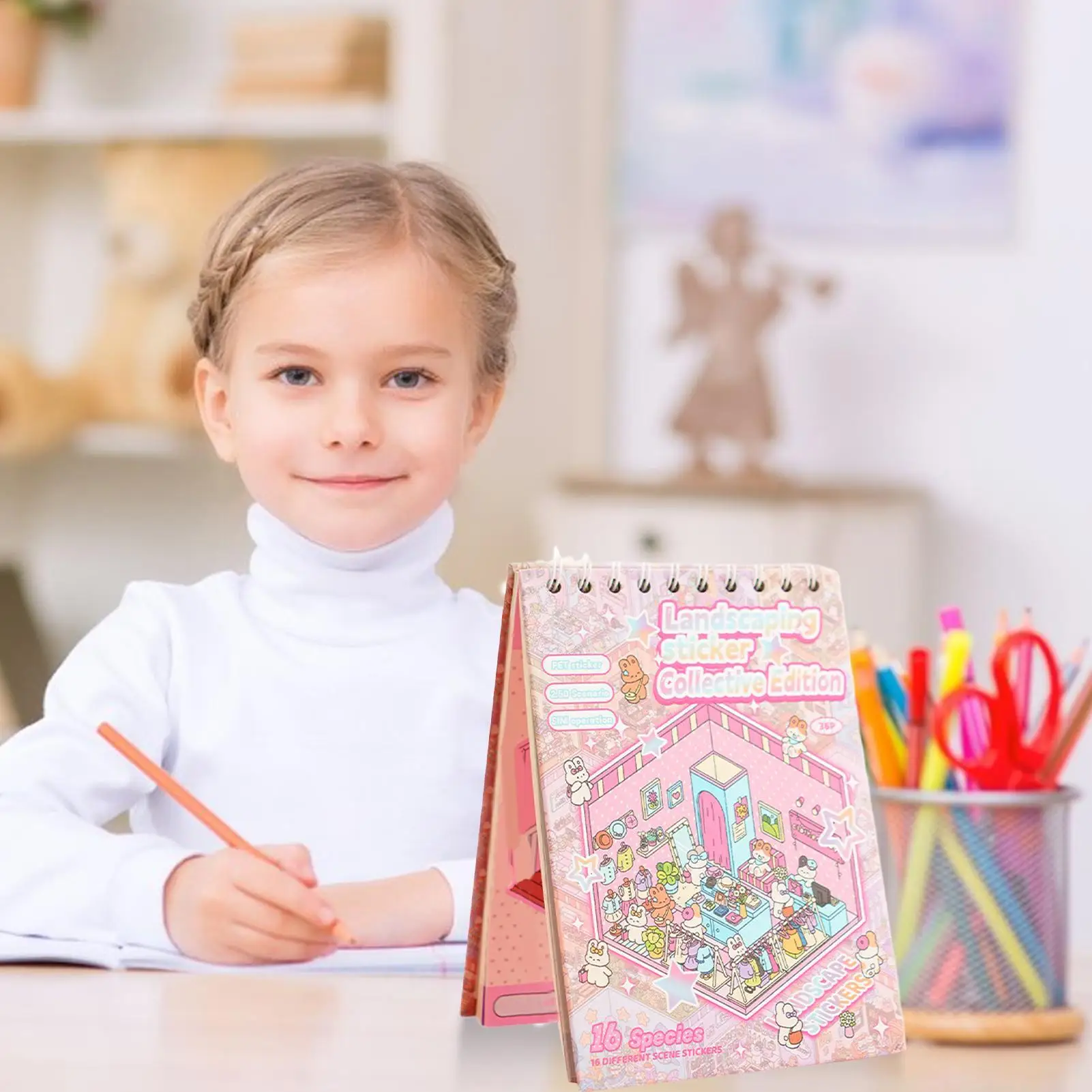 ملصق غرفة المشهد كتاب الكرتون المشهد ملصقات كبيرة الإبداعية كتاب لطيف صائق لصبي مدرسة المنزل اللعب السفر فتاة