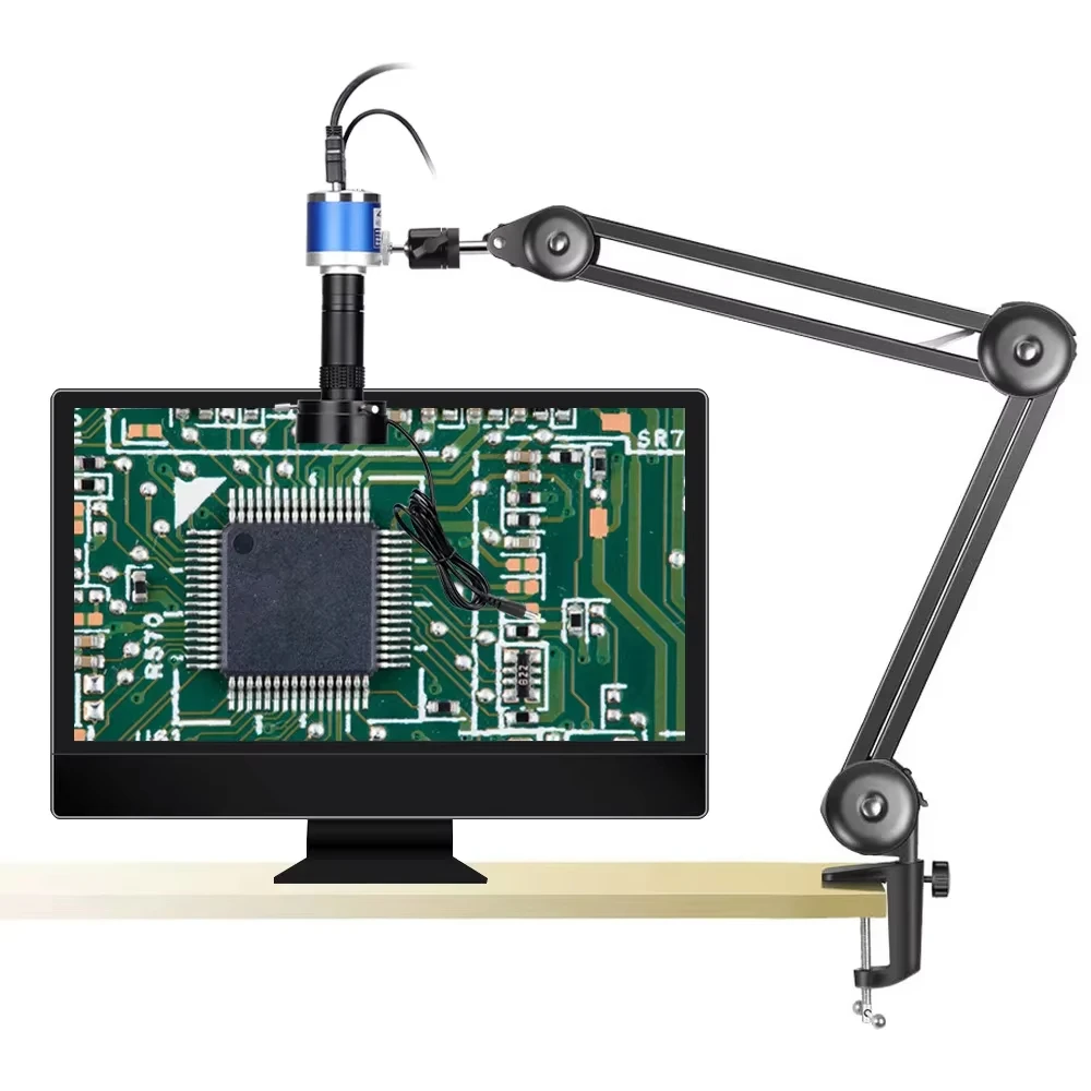 YIZHAN デジタル顕微鏡スタンドアップグレード折りたたみスタンドとステージサスペンションブームシザーアームベーススタンドヘビーデューティマイクブラケット