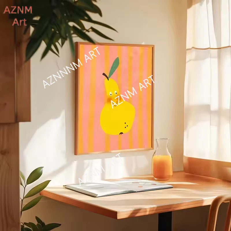 Just Eat It Food Drinks Posters Wall Art Prints Peach Tree in Vase Illustration Canvas Painting Home Decor Kitchen Art Unframed