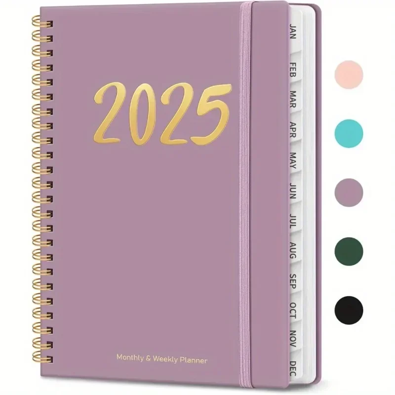 2025 플래너, 주간 및 월별 플래너, 스파이럴 바운드, 1 월 2025-12 월 2025, 하드 커버 2025 캘린더 플래너 북, 탭 포함