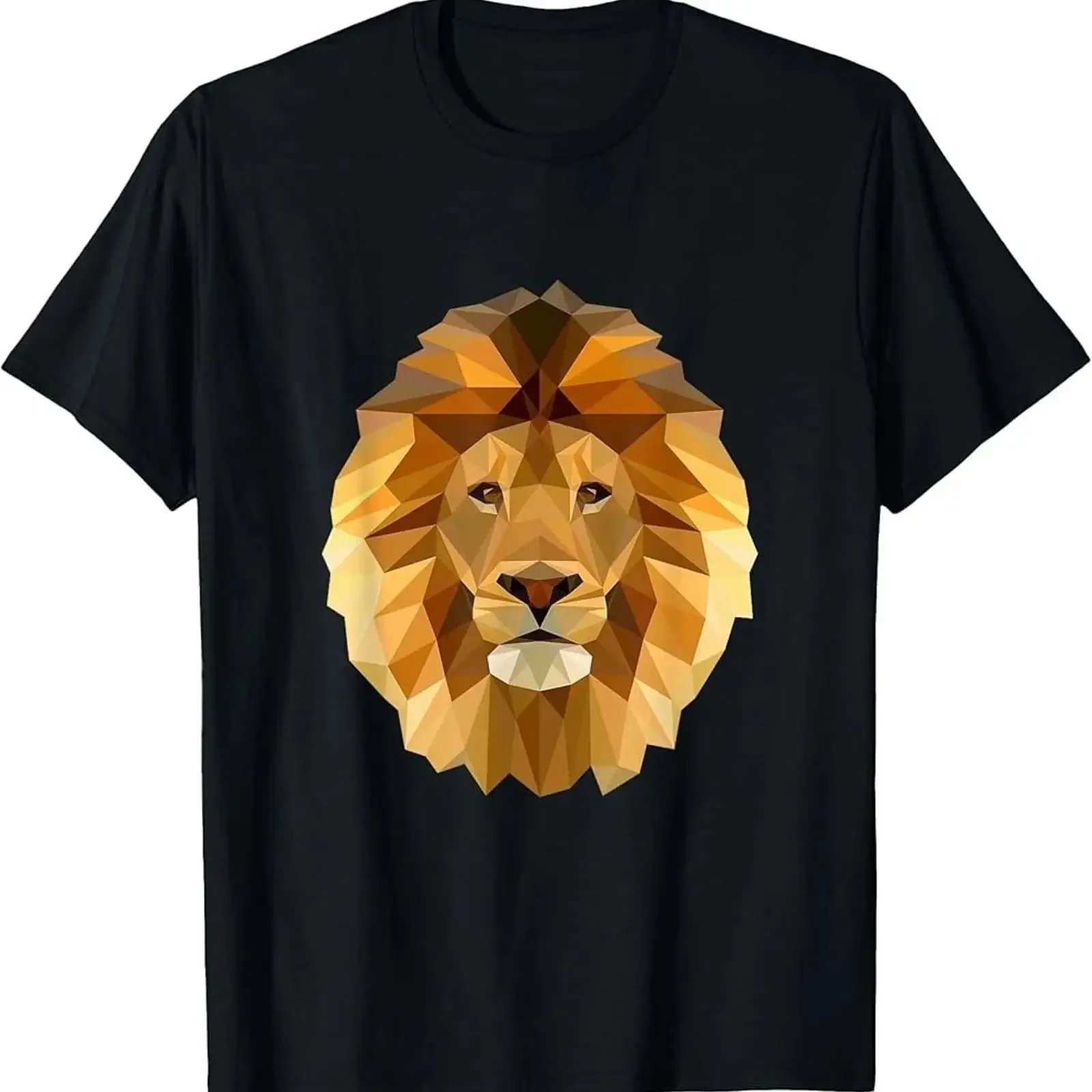 Cute Polygonal Lion Lover T Shirt vintage Washed Casual graphic Stylish Unisex fashion designer clothes Versatile Soft homme