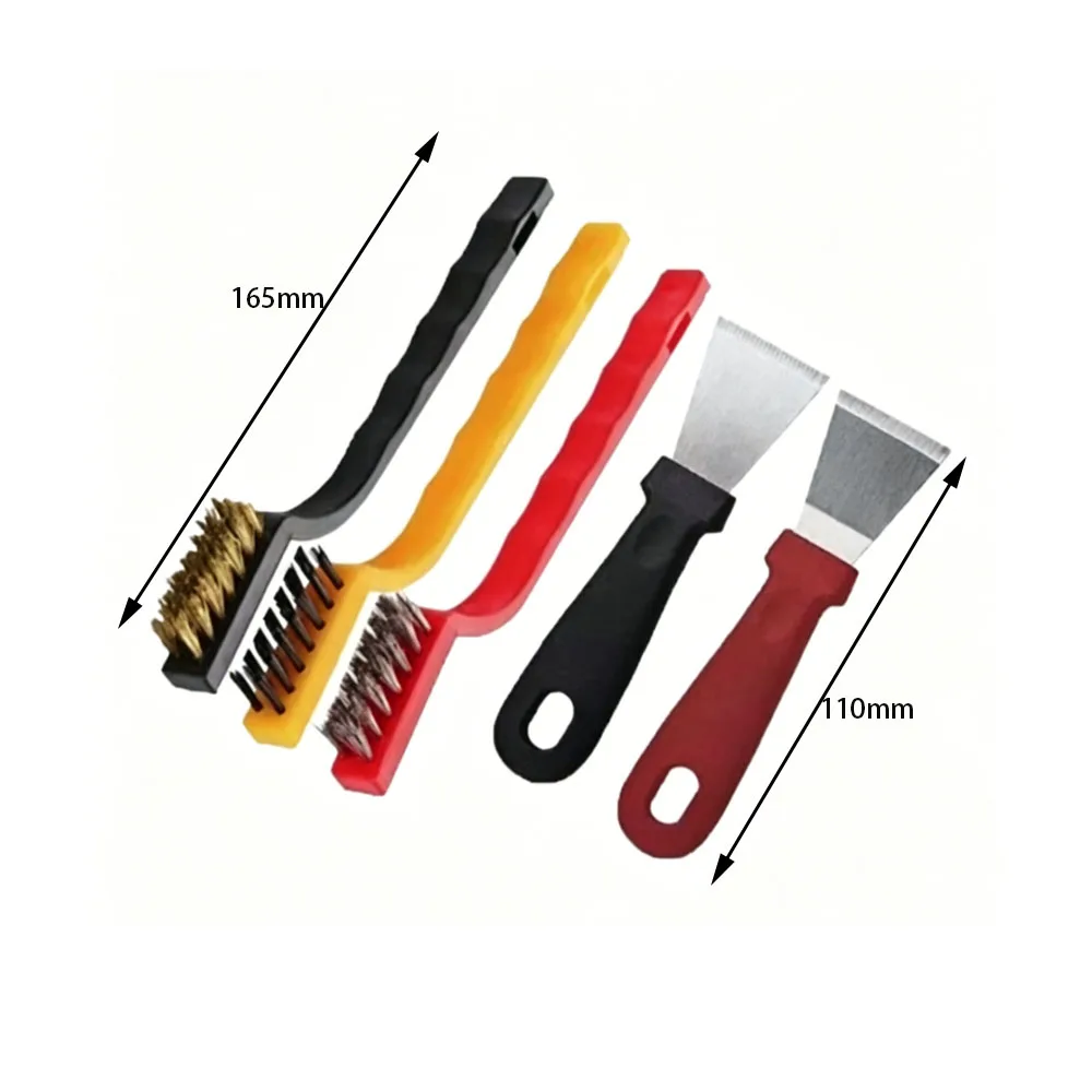5/7-Piece Kitchen Cleaning Brush Set, Brass Bristle Stove Gap Brushes, Ideal for Deep Cleaning of Narrow Spaces, Windows and Bathtubs