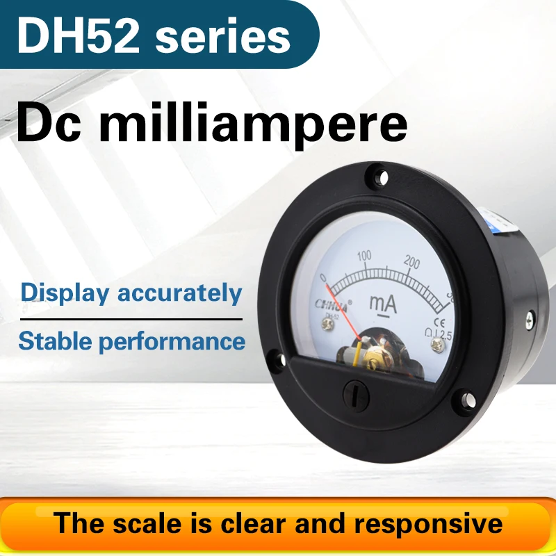 DH-52mA DC Milliammeter Zeiger Amperemeter Kreisförmiges Meeresinstrument zur Messung der Cur 65,5 x 65,5 mm
