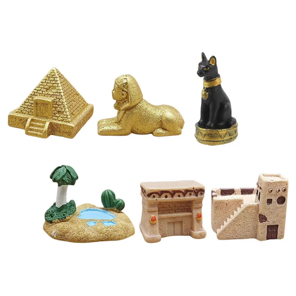 

6pcs Egyptian Pyramid Mini Ancient Egypt Decoration For Desktop Home Decor Educational Display Resin Collection Miniature Statue
