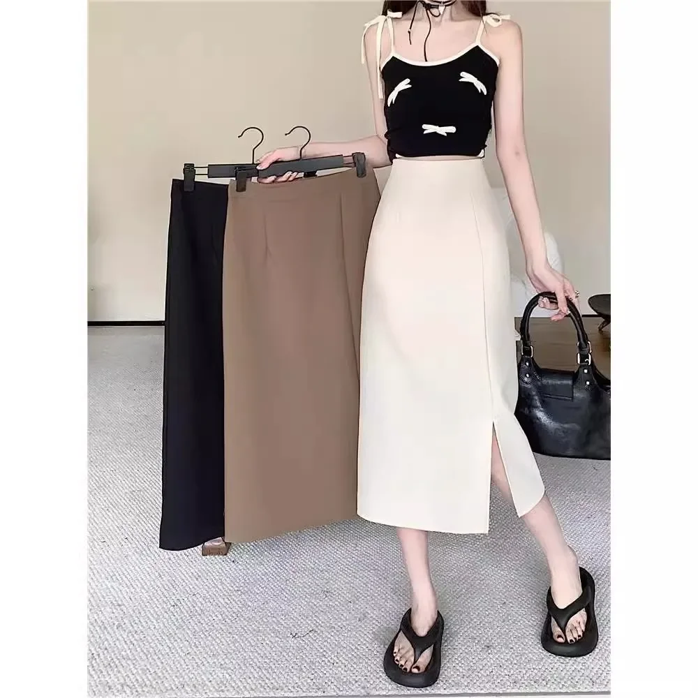 Plus Size Casual Skirt For Women High-waisted Medium-length A- line Long Dress Slimming Design Sensibility Niche Summer New A...
