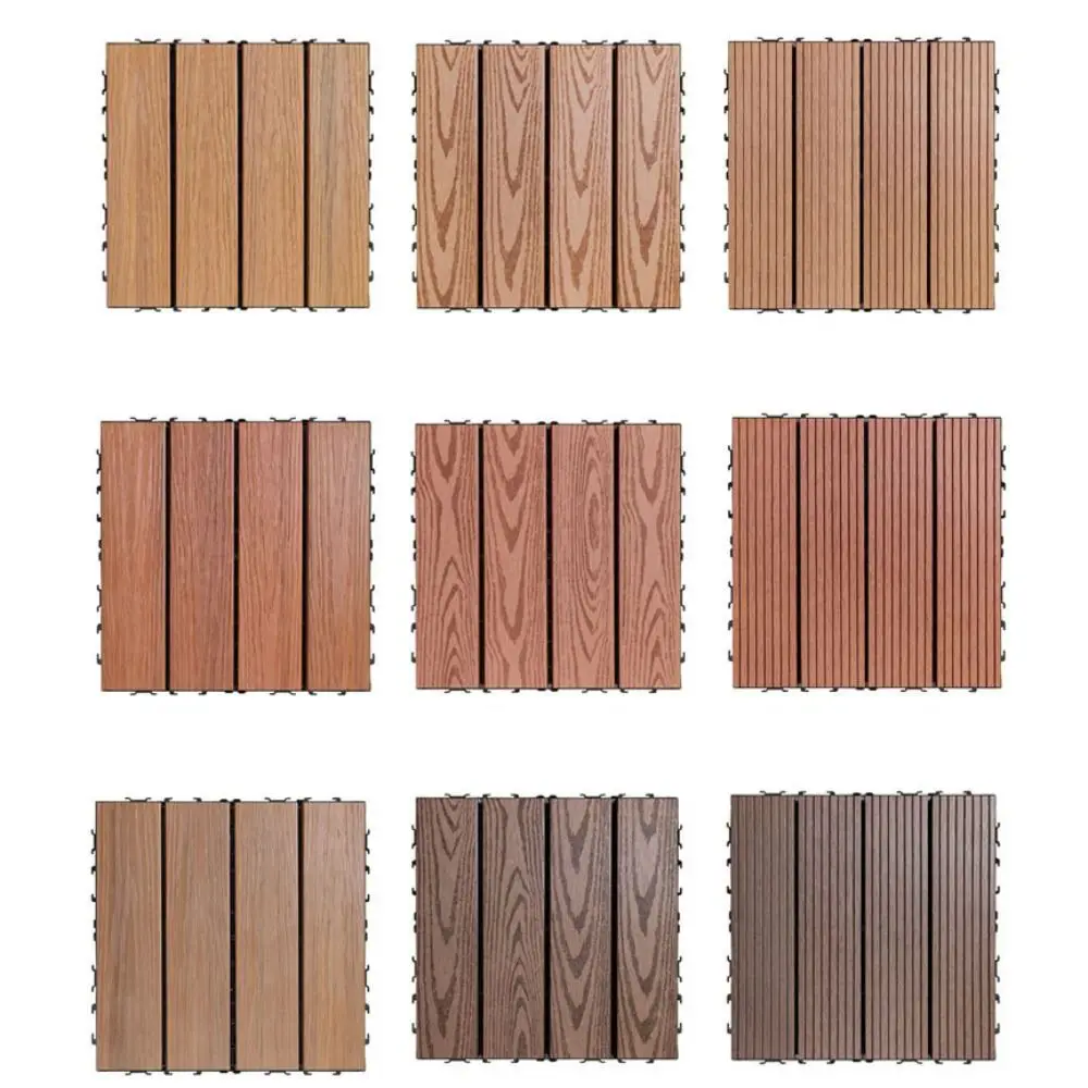 جديد مقاوم للماء في الهواء الطلق الطابق التعشيق الخشب الصلب فناء سطح السفينة البلاط DIY تركيب الذاتي رصف شرفة الطوب المناظر الطبيعية #4