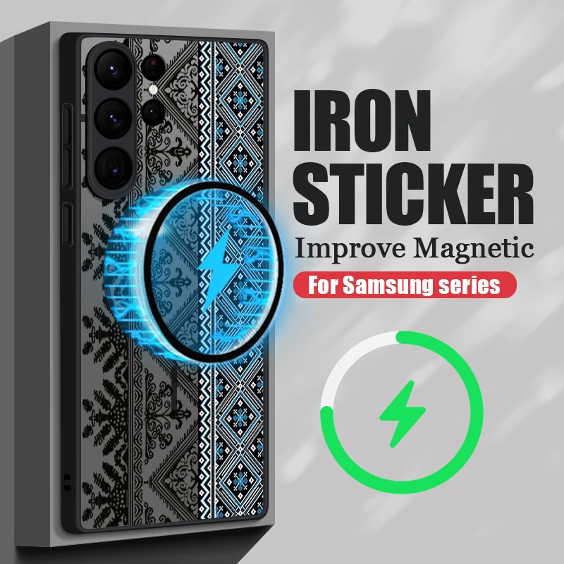 Magnético para magsafe caso para samsung galaxy s25 ultra capa s24 ultra s23 s22 plus s21 s20 fe borda vintage estilo europeu capa