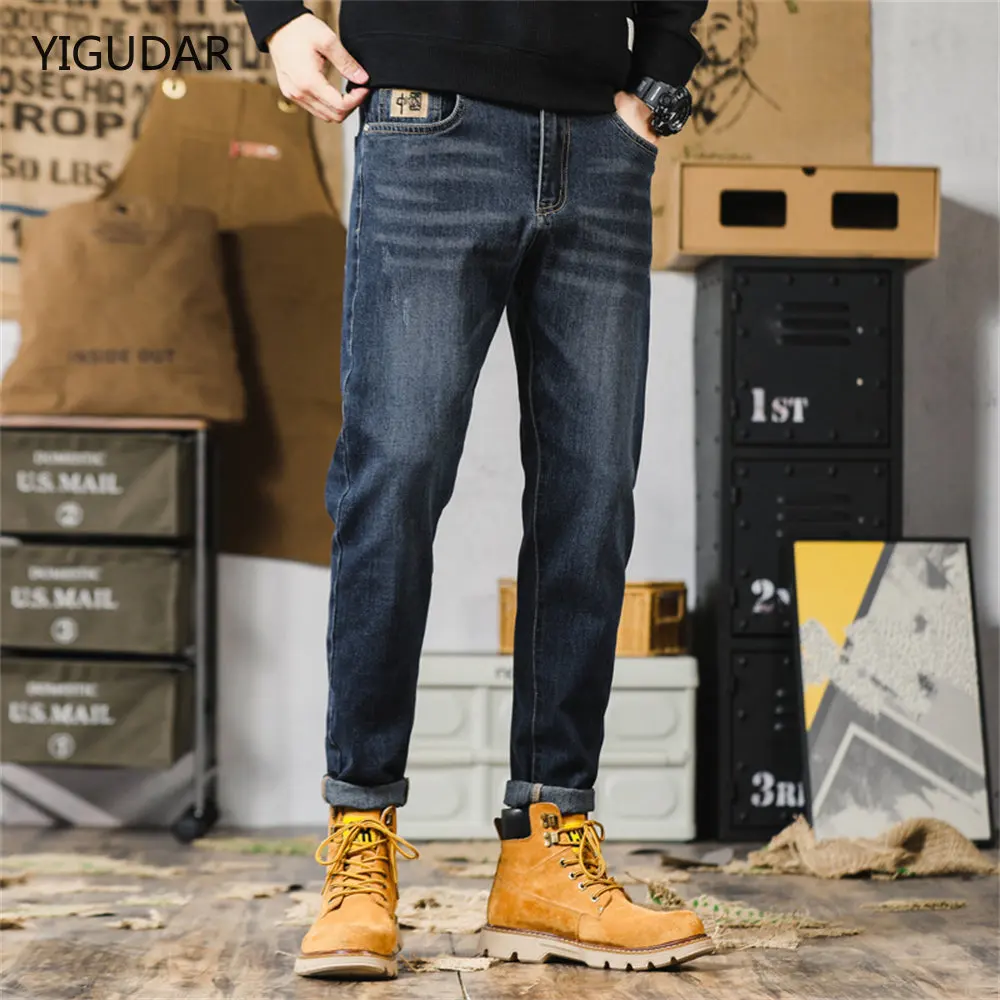 Mens Jeans Harem Pants Fashion Pockets Desinger Loose fit Baggy Moto Jeans Men Stretch Retro Streetwear Relaxed Tapered Jeans