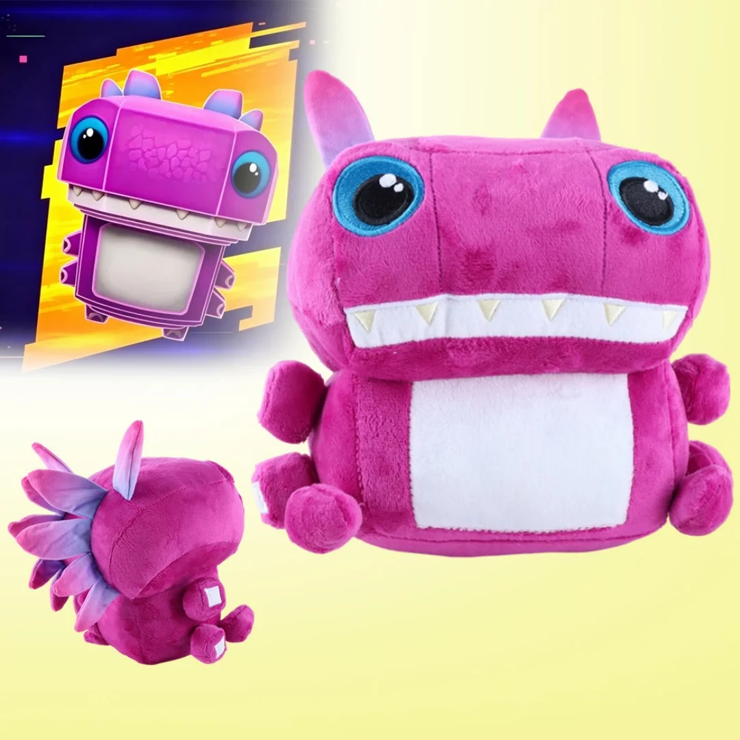 Cute Klombo Sprite Plush Toy Gentle Dinosaur Creature Soft Stuffed Rose-Red Dinosaur Doll Collectible Birthday Gift for Fans