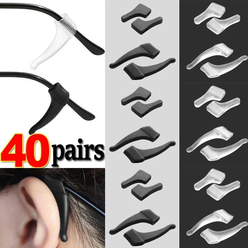

40Pairs Glasses Leg Grip Anti-fall Holder Silicone Ear Hook Anti-slip Ear Sleeve Bracket Fastener Transparent Eyewear Accessorie