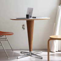 Medieval computer stainless steel round desk household solid wood coffee cone dining table