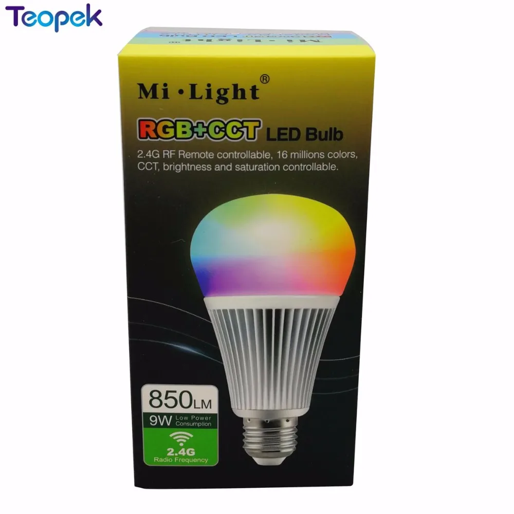 Miboxer E27 9W RGB+CCT 2 in 1 Smart LED Bulb FUT012 2.4G Wireless AC85-265V +4-Zone 2.4G RF Controller