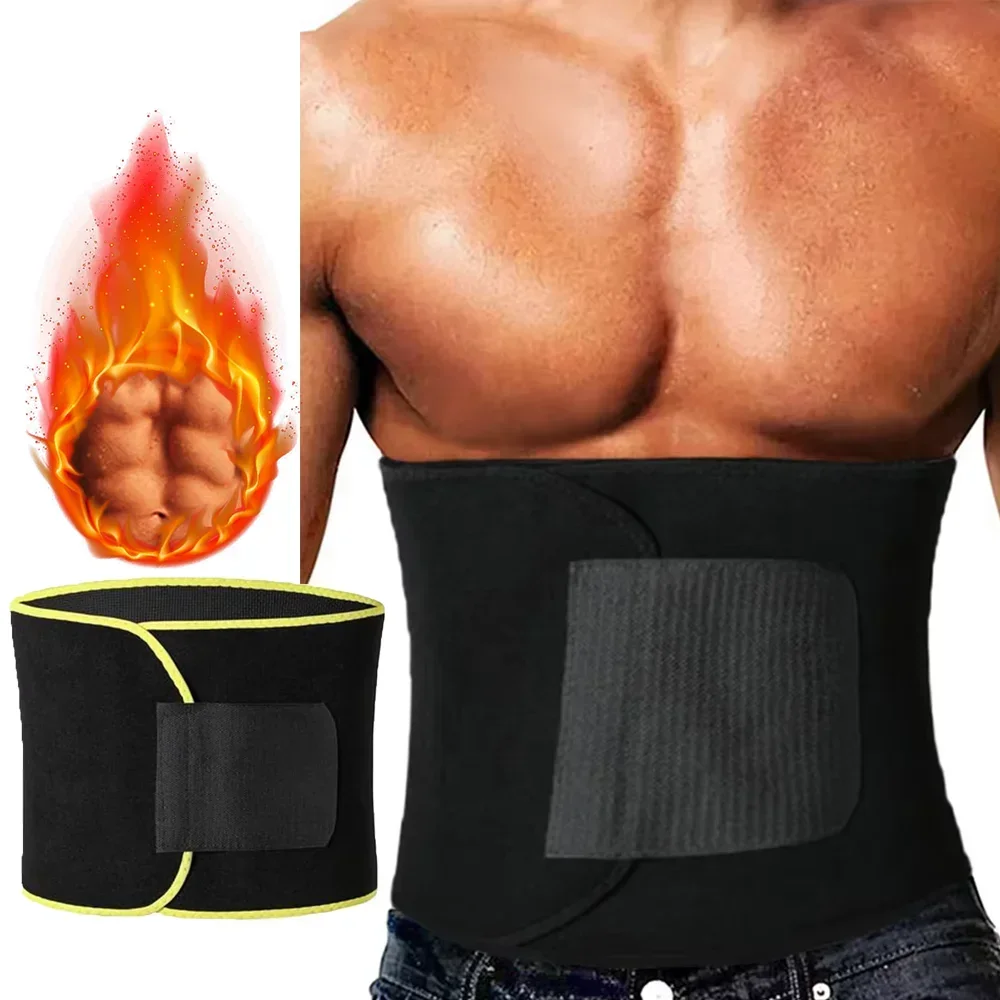 Men Sports Waist Trainer Trimmer Sweat Body Shaper Belt Workout Slimming Belly Band Gym Exercise Fat Burning Weight Loss Corset