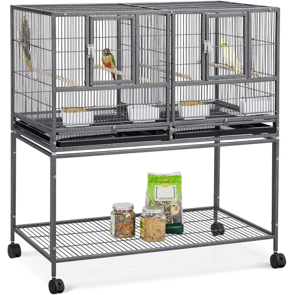 

Bird Cage, 41.5 "stackable Separation, Canary Parrot Cage for Breeders, Rolling Bracket for Small Parrots, Black Bird